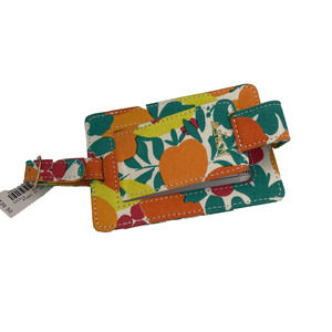 J.Crew Factory Printed Luggage Tag White Guava Bright Kiwi Tropical Canvas NWT